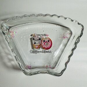 Glass Trinket Dish with Cute Coffee and Donut Design